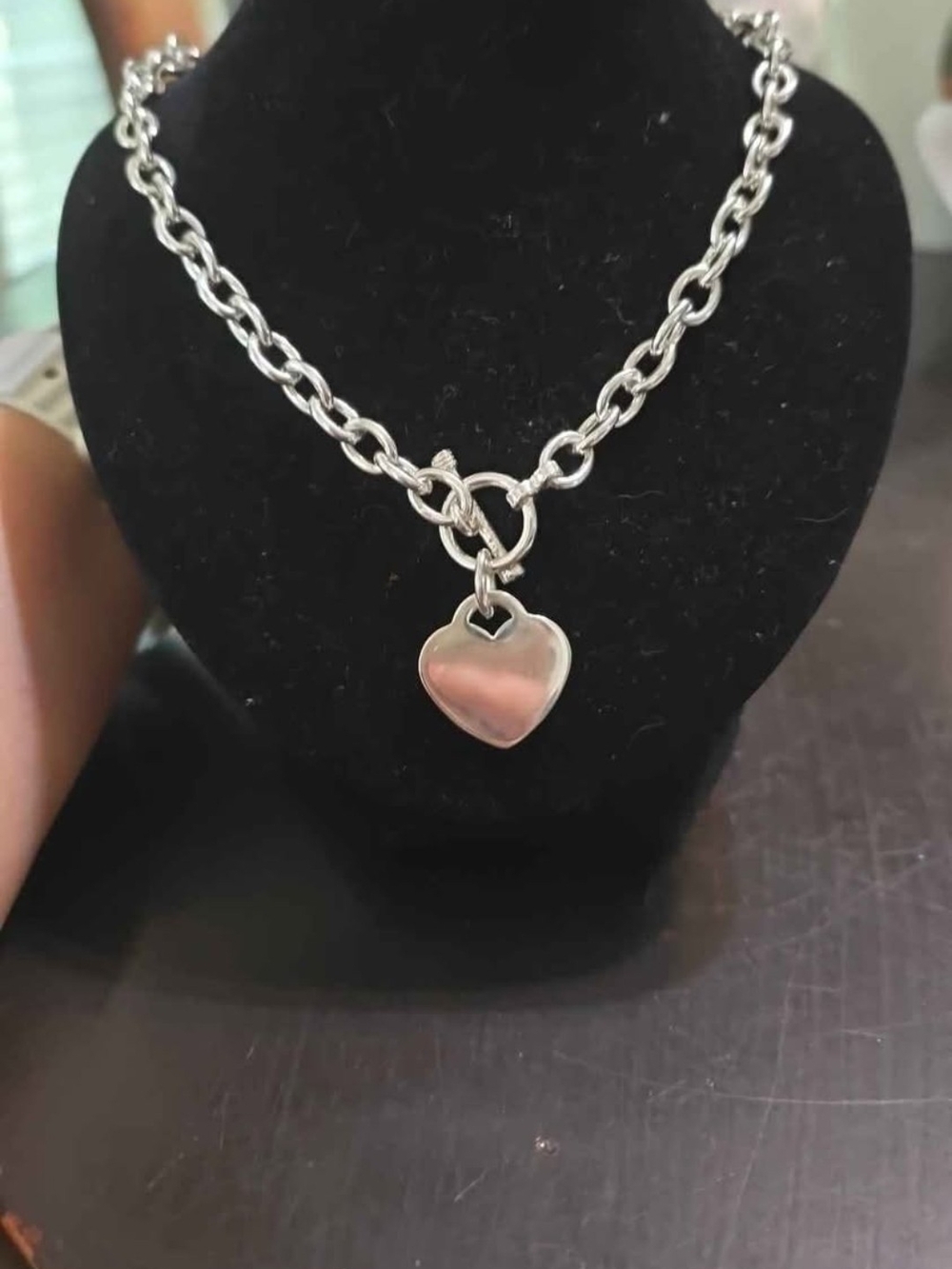 Sterling Silver Heart Toggle Chain Necklace - Women Jewelry NWT